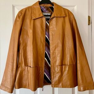 Wilson Tan Leather Jacket with Striped Interior